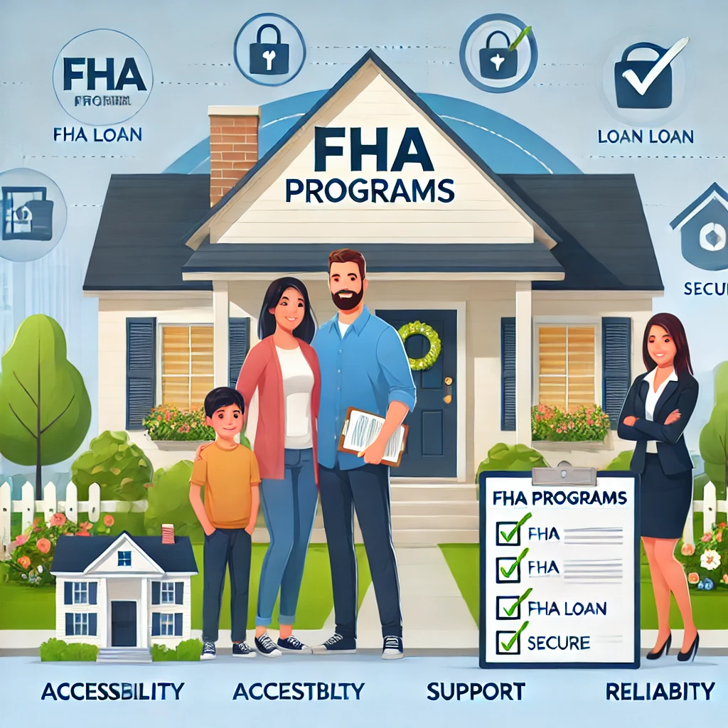 Diverse happy family standing in front of their new modern home with FHA loan documents in hand, representing the core values of accessibility, support, and reliability