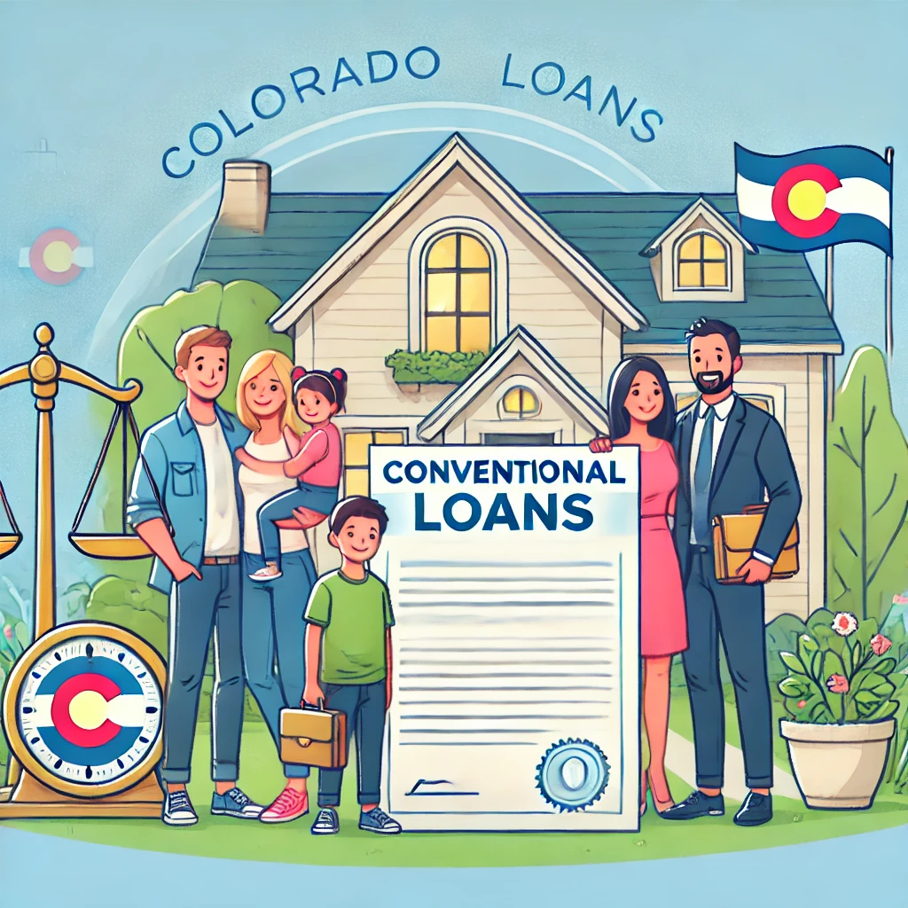 Diverse happy family standing in front of their new modern home with clearly legible conventional loan documents in hand, representing the core values of stability, flexibility, and reliability